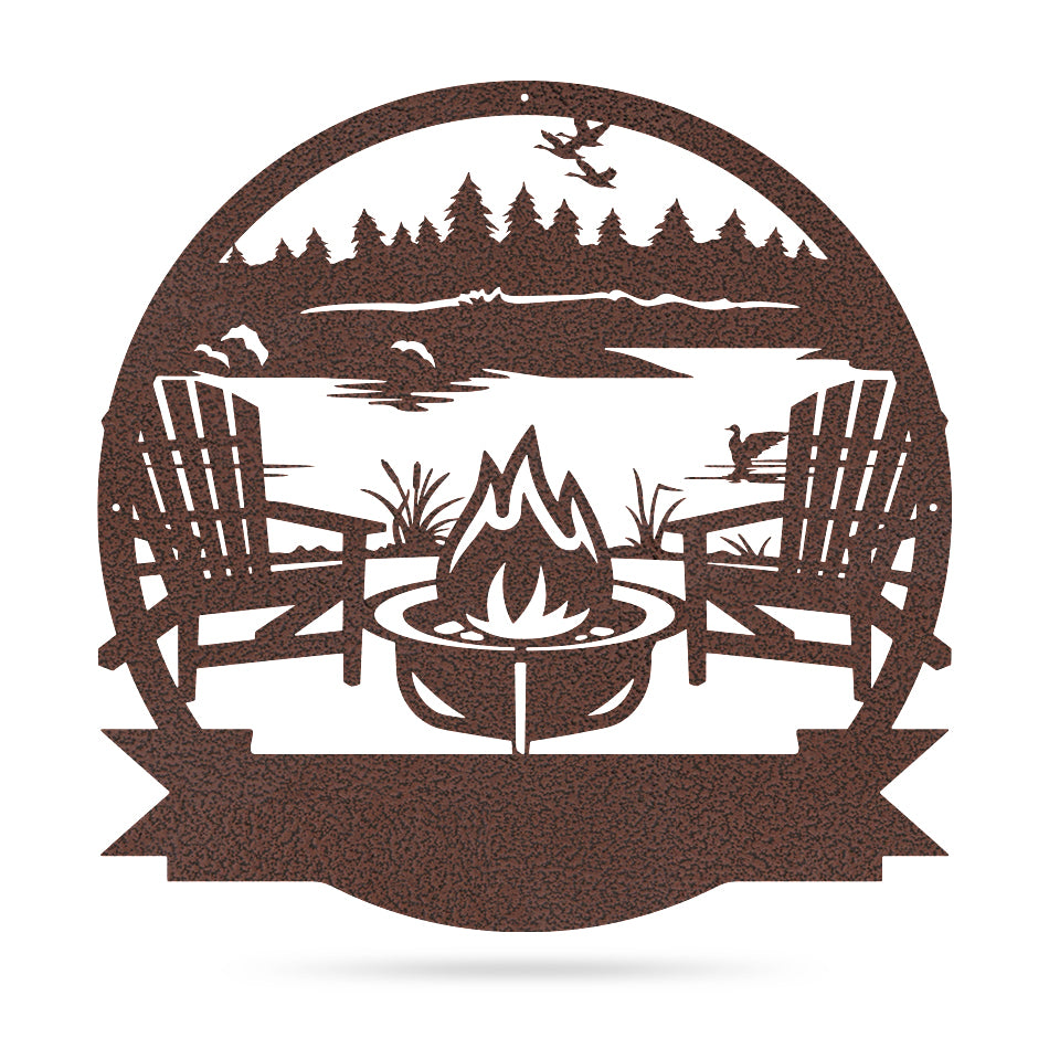 Personalized Campfire Monogram 18" / Penny Vein / Lake - RealSteel Center