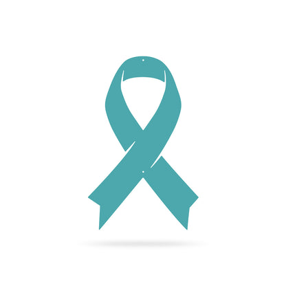 Cancer Awareness Ribbon – Metal Wall Art 7"X11" / Turquoise - RealSteel Center