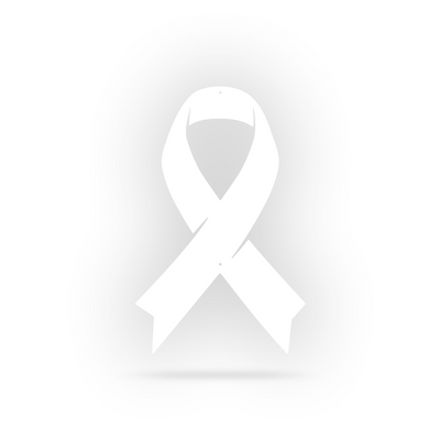 Cancer Awareness Ribbon – Metal Wall Art 7"X11" / White - RealSteel Center