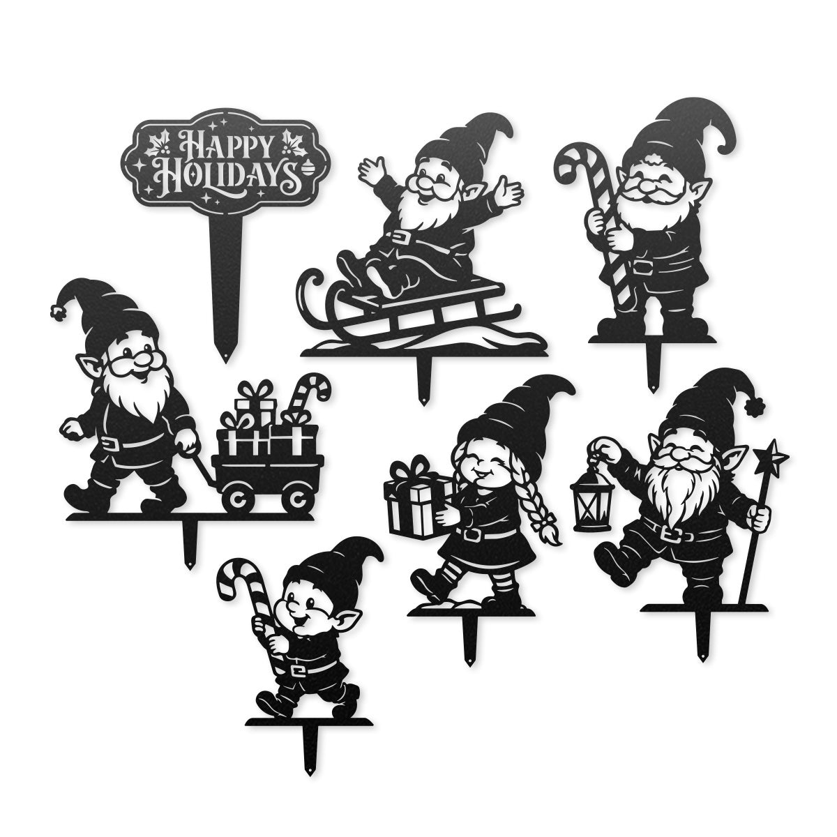 Christmas Gnomes Garden Stakes – Set of 7 - RealSteel Center
