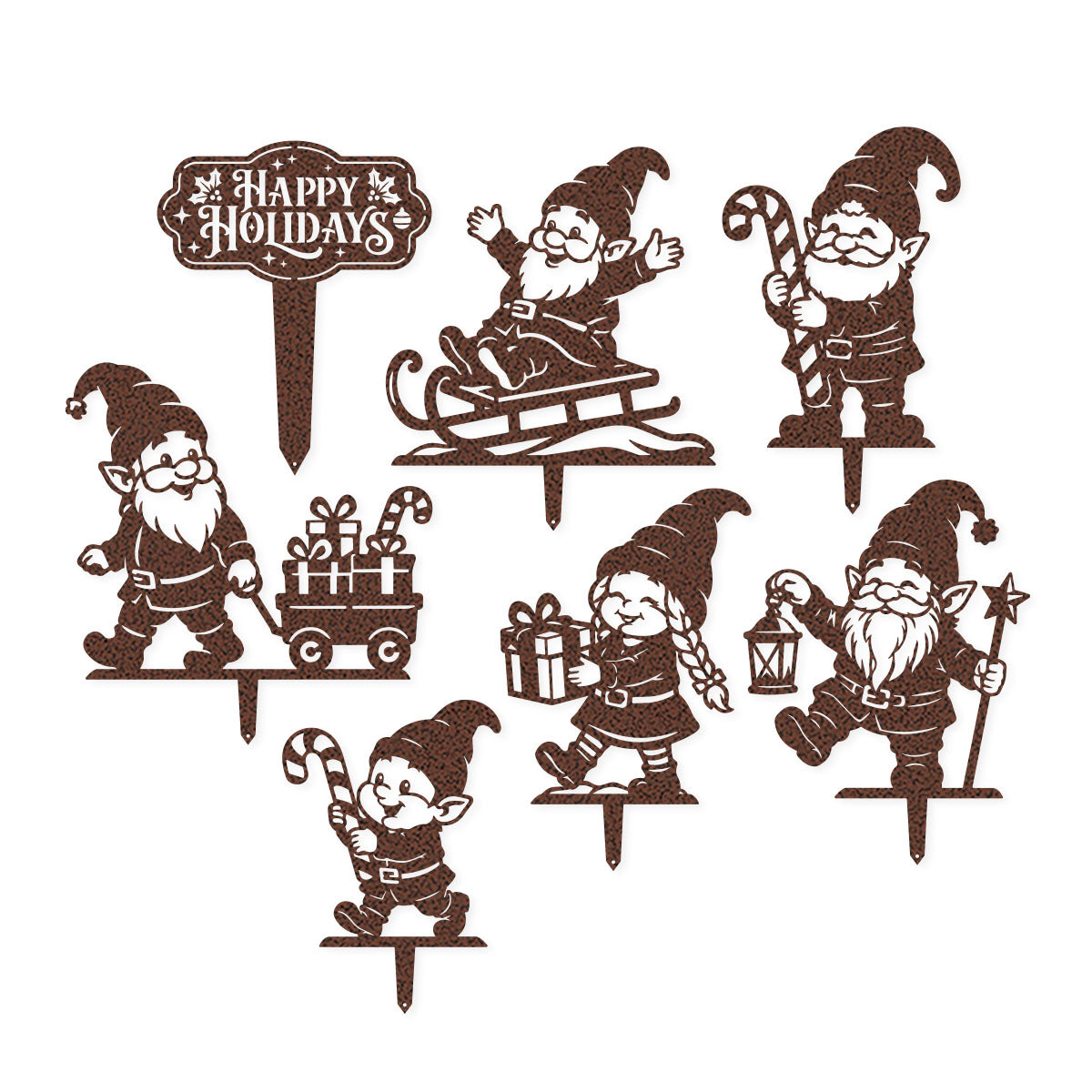Christmas Gnomes Garden Stakes – Set of 7 - RealSteel Center