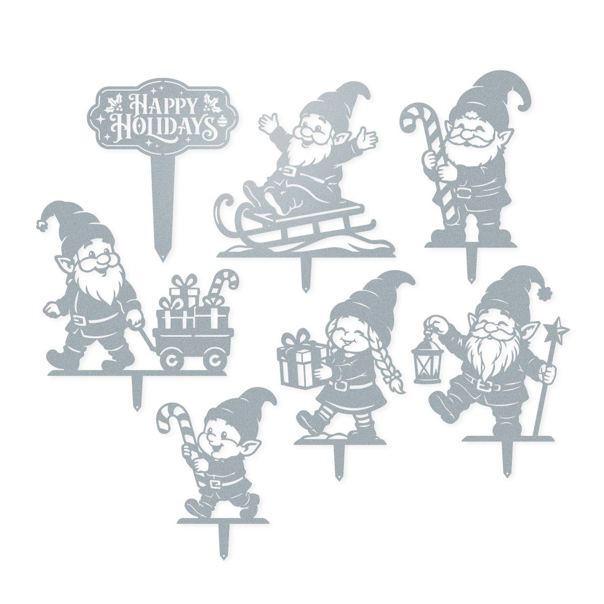 Christmas Gnomes Garden Stakes – Set of 7 - RealSteel Center