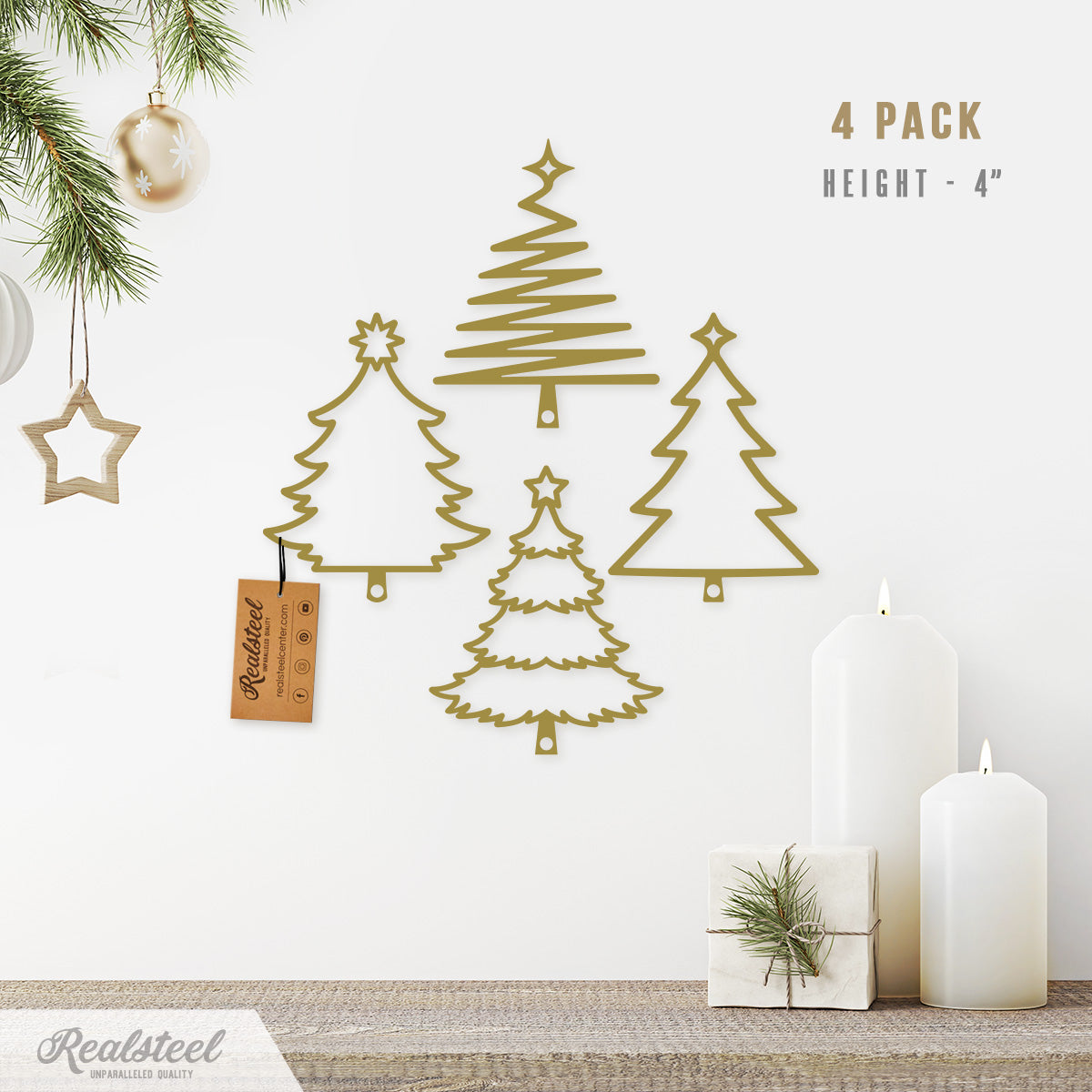 Christmas Tree Ornaments Gold - RealSteel Center