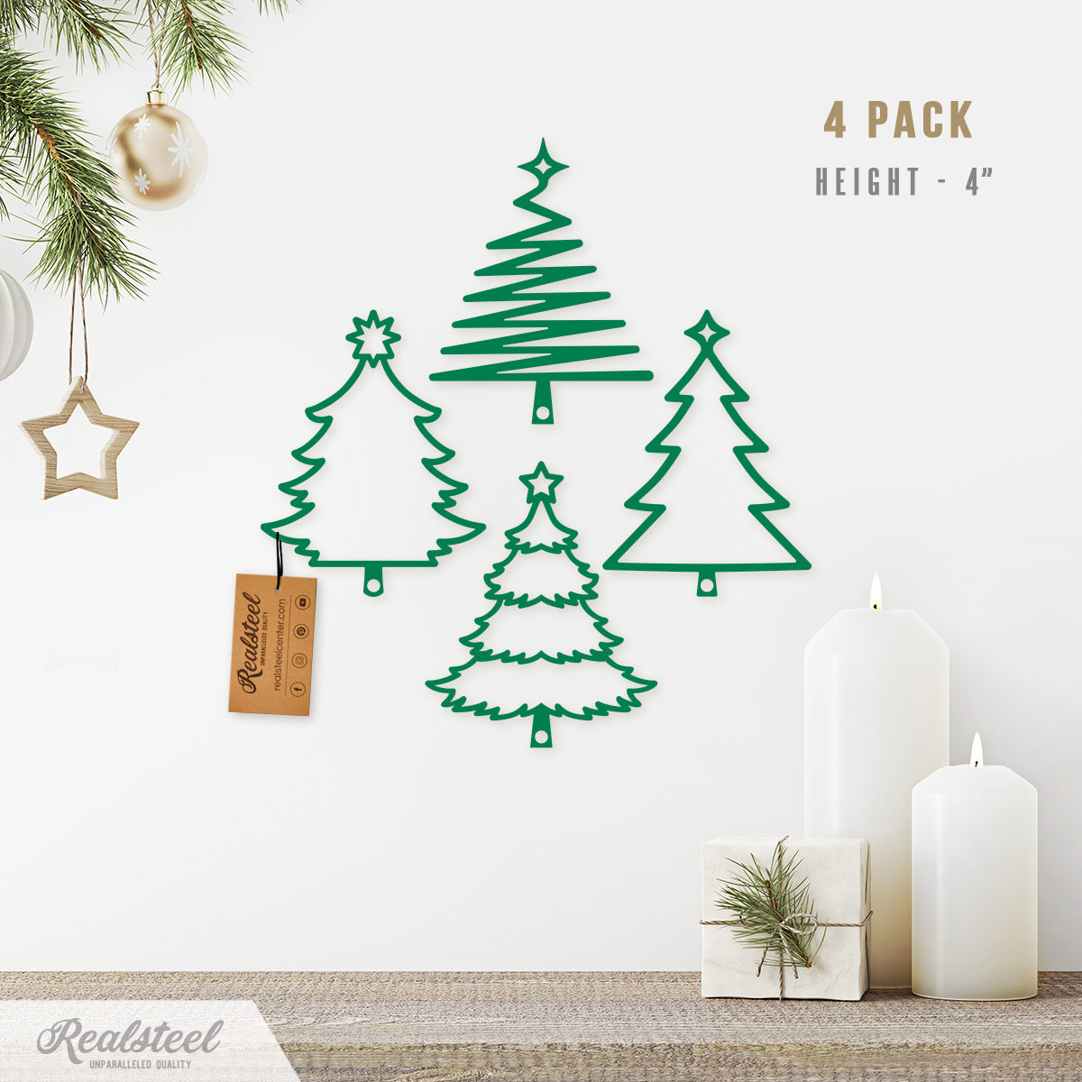 Christmas Tree Ornaments Textured Silver - RealSteel Center