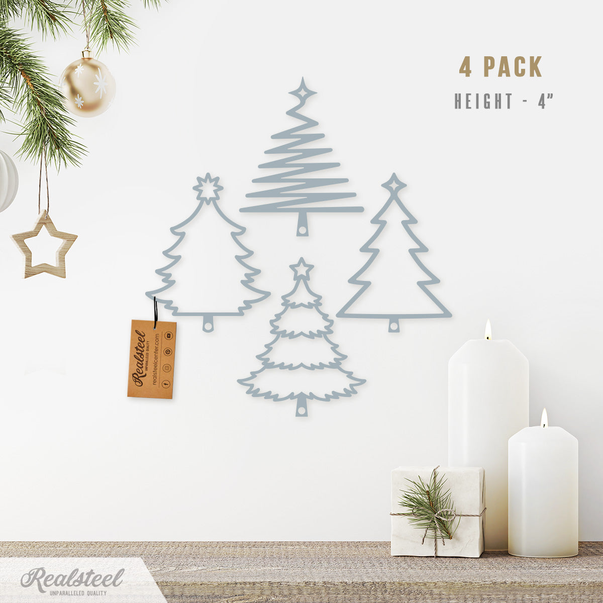 Christmas Tree Ornaments Textured Silver - RealSteel Center