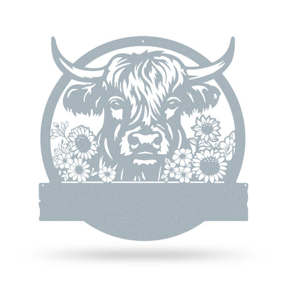 Cow Farm Monogram – Personalized Metal Sign for Farmhouse & Ranch Decor 14" x 15" / Textured Silver - RealSteel Center