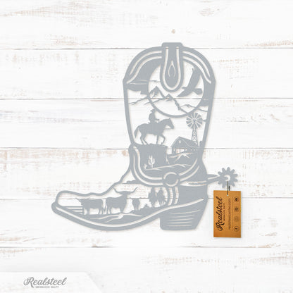 Cowboy Boot - The Great Outdoors 14" / Textured Silver - RealSteel Center