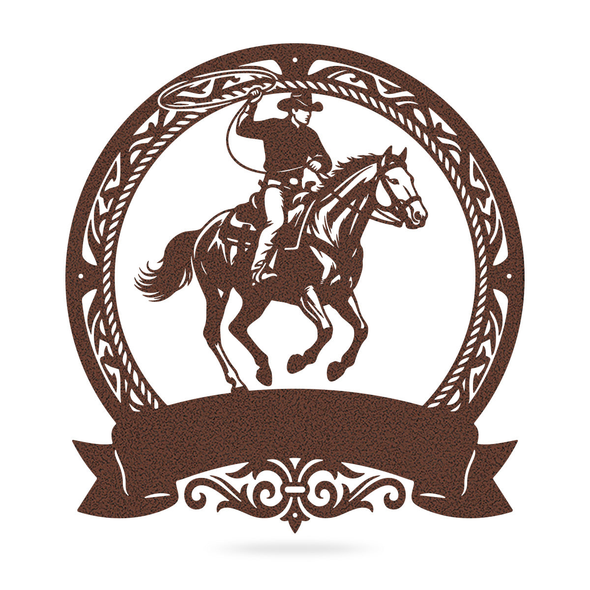 Cowboy Roping Horse Metal Monogram – Western Steel Decor 17" x 18" / Penny Vein - RealSteel Center