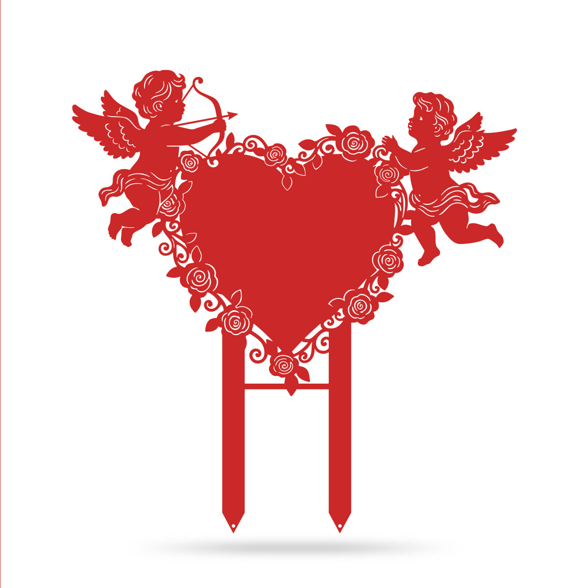 Cupids Heart Monogram Stake 23x24 / Red - RealSteel Center
