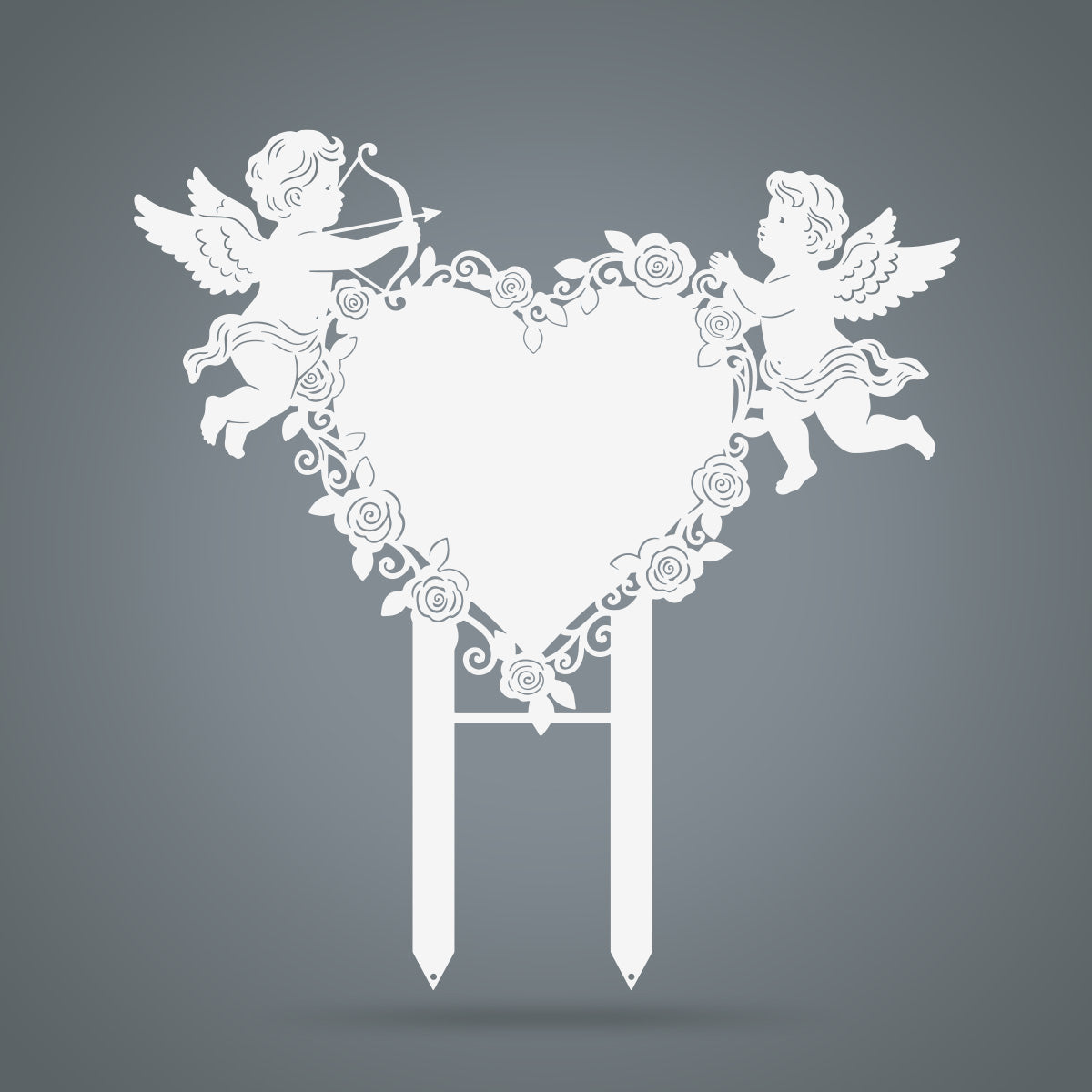 Cupids Heart Monogram Stake 23x24 / White - RealSteel Center
