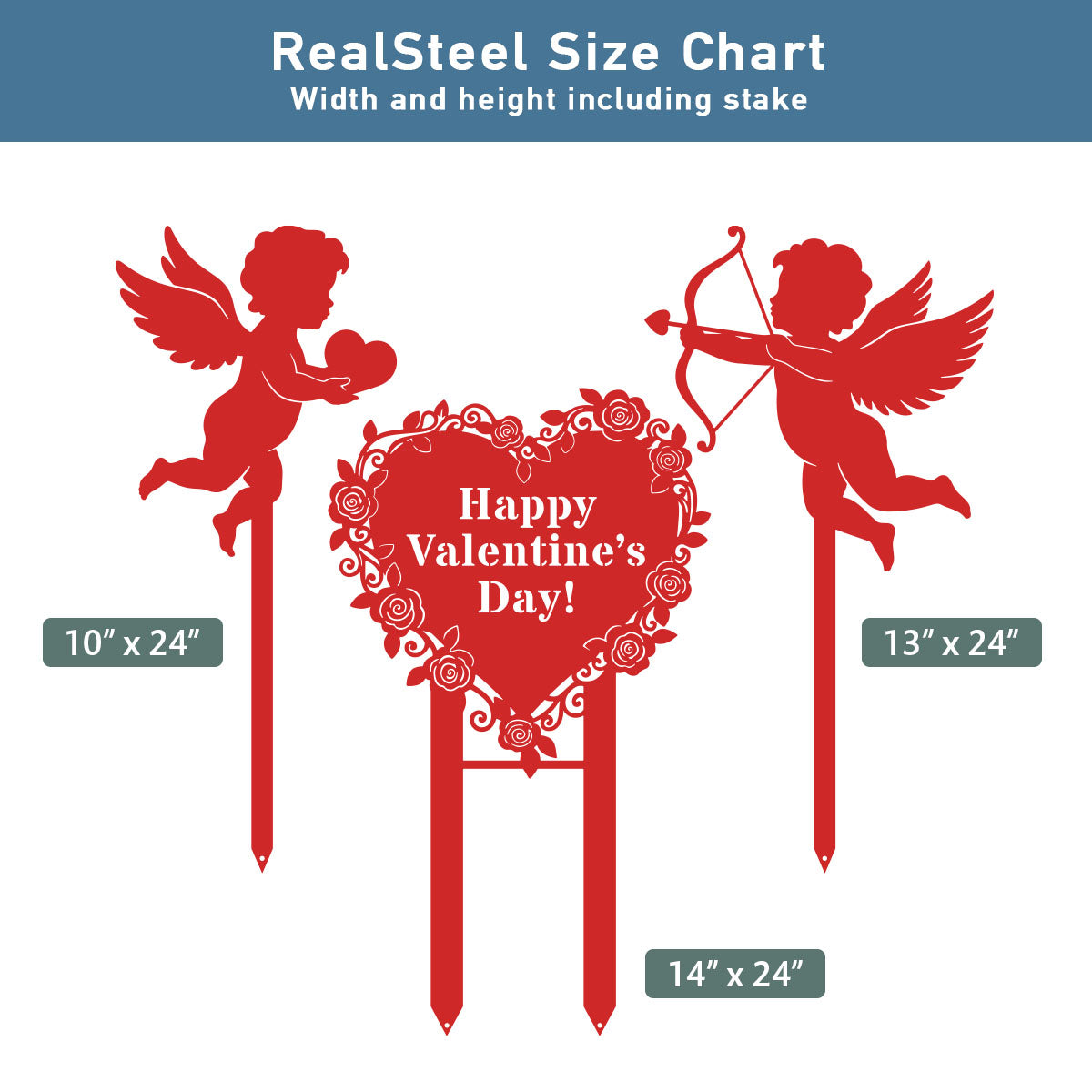 Cupids Heart Monogram Stake Set of 3