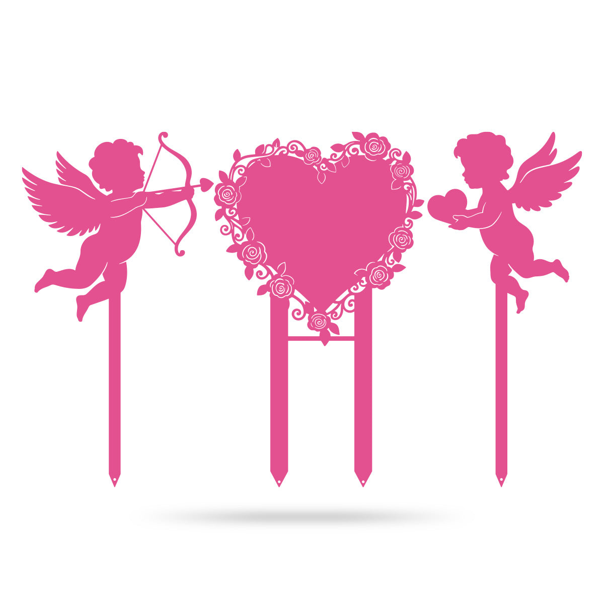Cupids Heart Monogram Stake Set of 3 23x24 / Pink - RealSteel Center