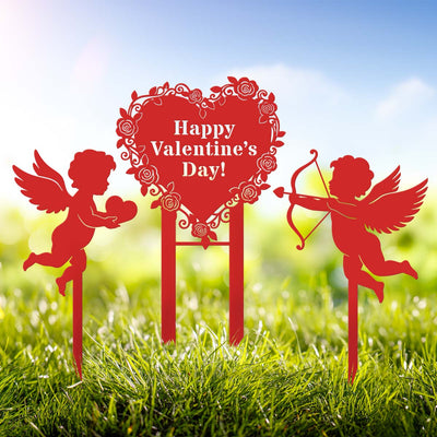 Cupids Heart Monogram Stake Set of 3 - RealSteel Center