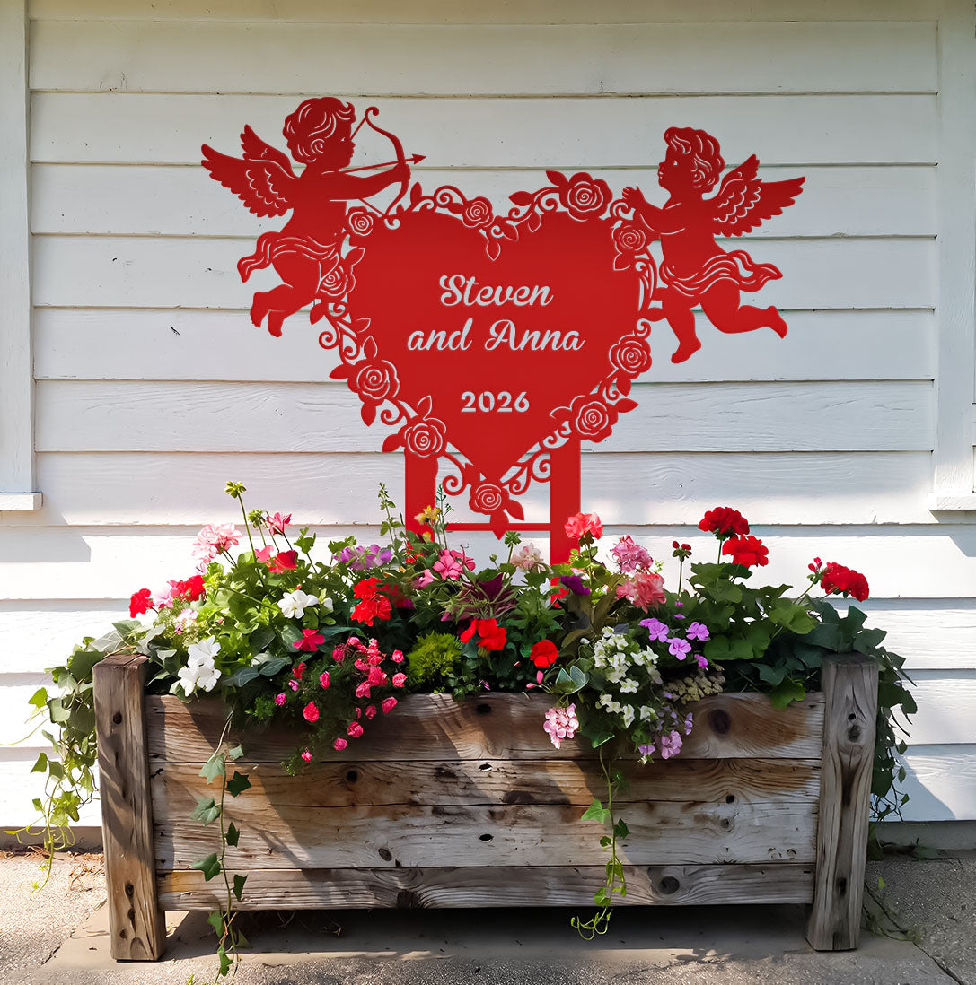 Cupids Heart Monogram Stake