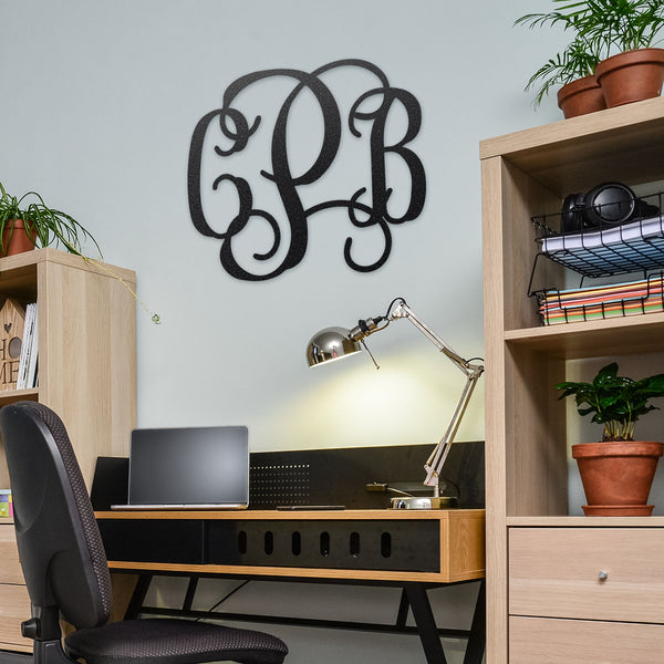 Curly Wall Monogram – Personalized 3-Letter Metal Sign - RealSteel Center