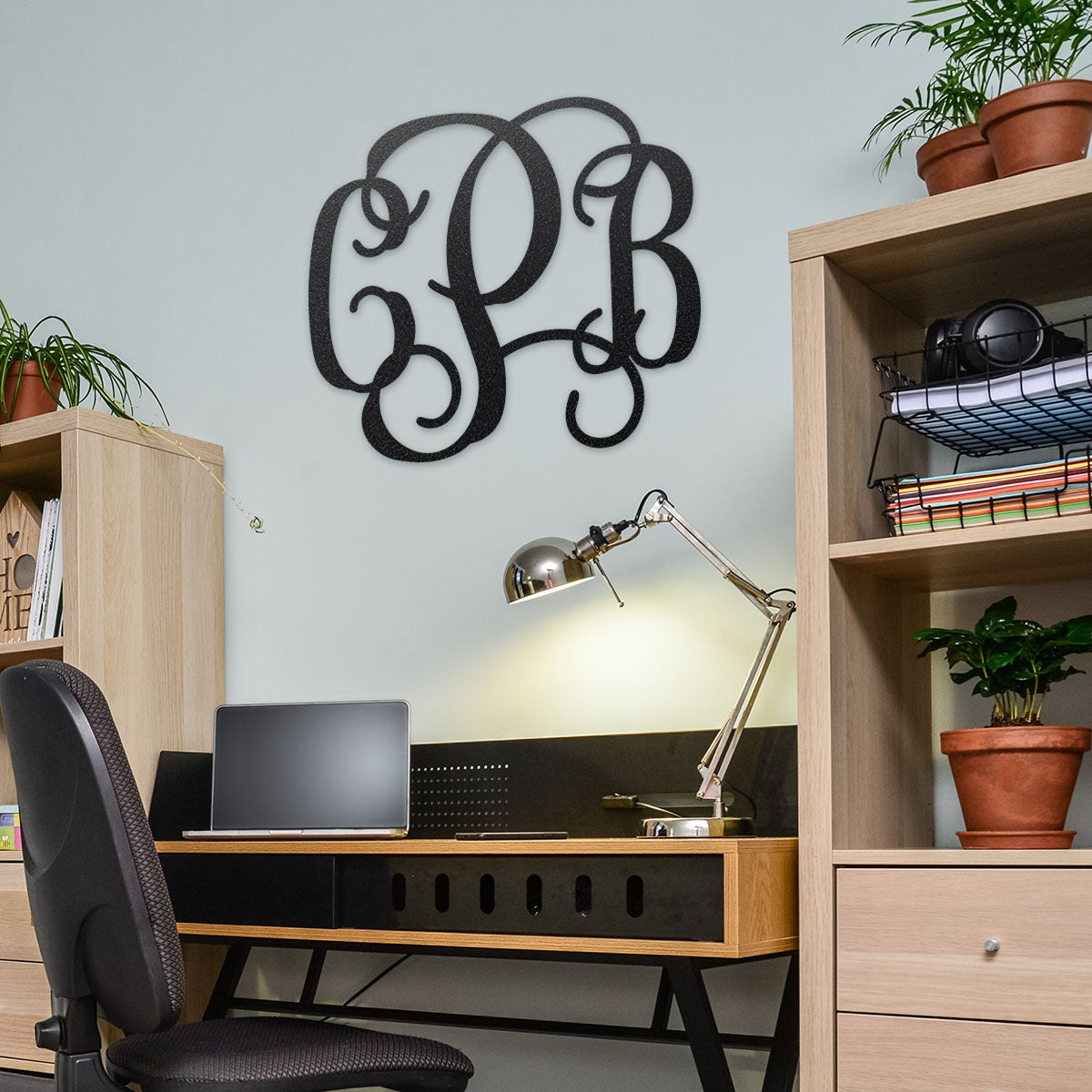 Curly Wall Monogram – Personalized 3-Letter Metal Sign - RealSteel Center