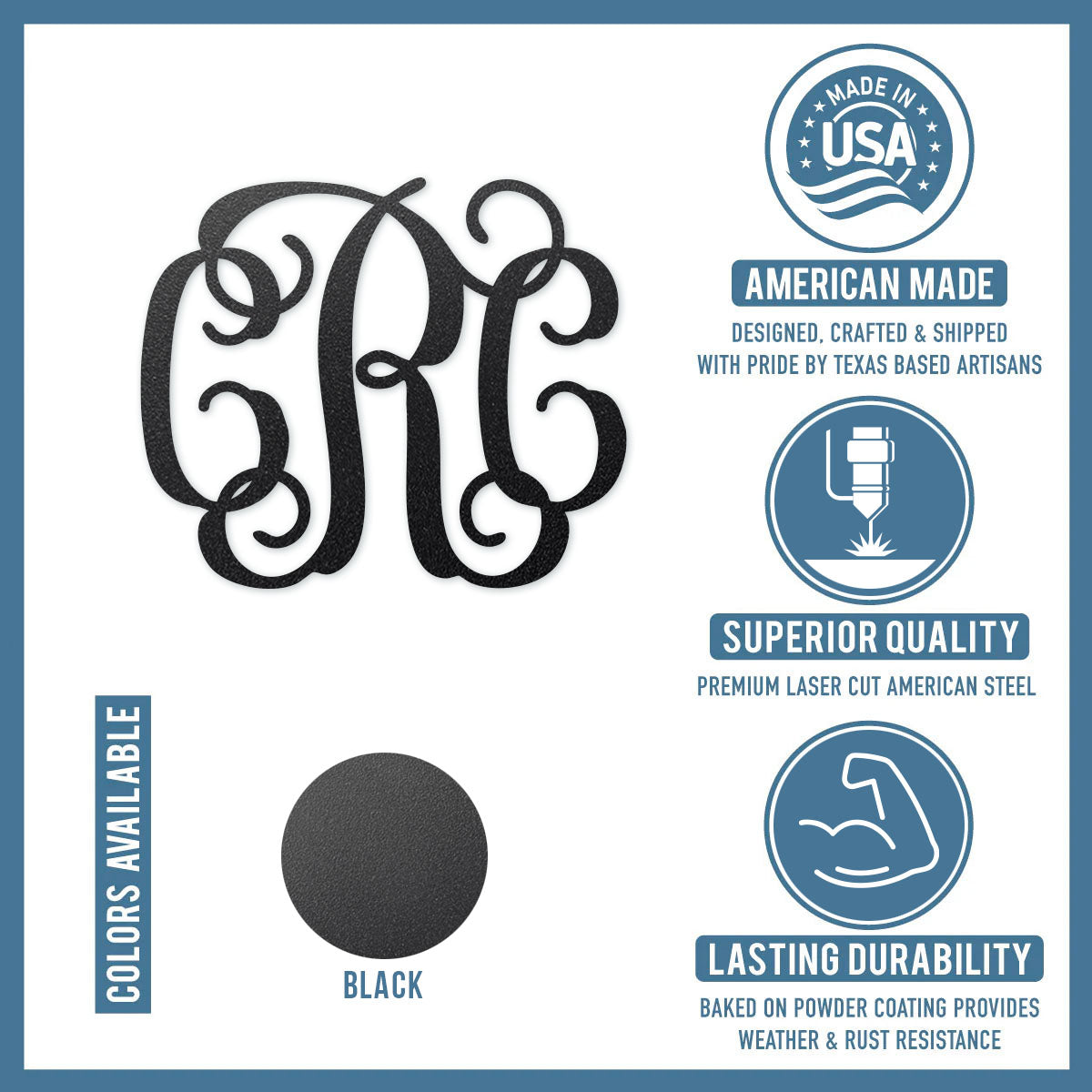 Curly Wall Monogram – Personalized 3-Letter Metal Sign - RealSteel Center