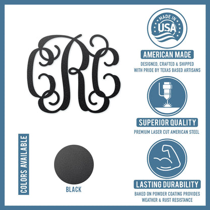 Curly Wall Monogram – Personalized 3-Letter Metal Sign - RealSteel Center