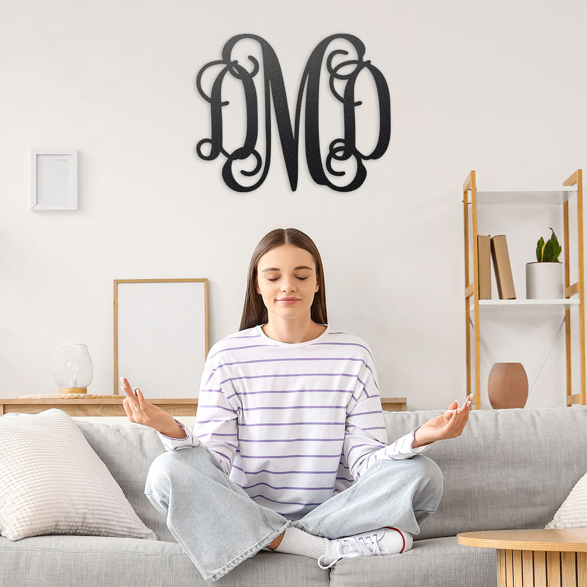Curly Wall Monogram – Personalized 3-Letter Metal Sign - RealSteel Center