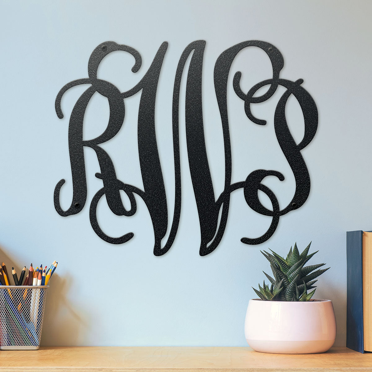 Curly Wall Monogram – Personalized 3-Letter Metal Sign - RealSteel Center