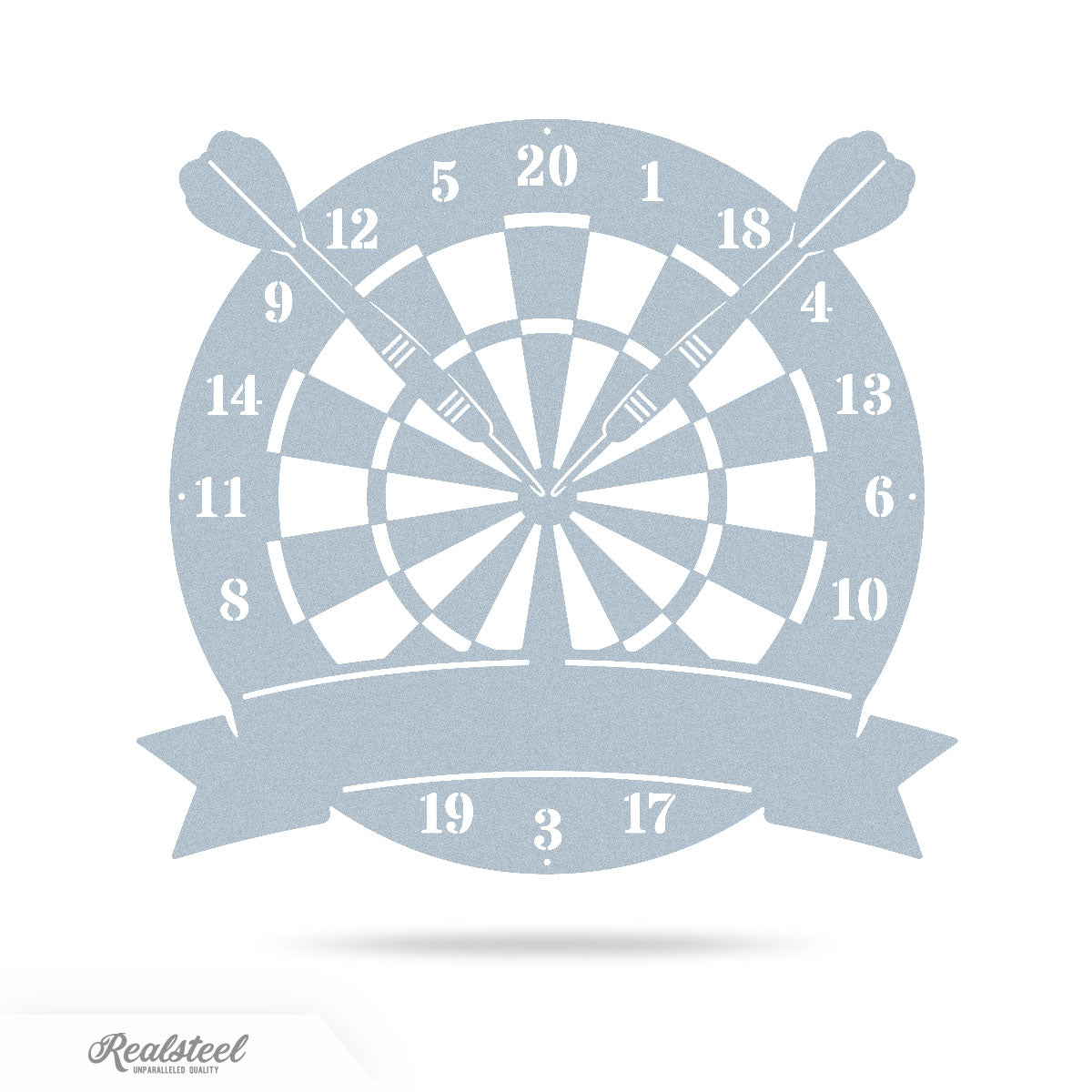 Dart Board Monogram 14" / Textured Silver - RealSteel Center