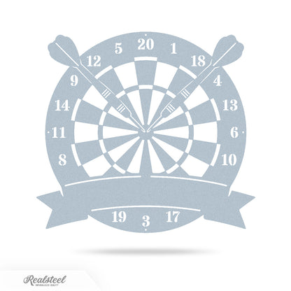Dart Board Monogram 14" / Textured Silver - RealSteel Center
