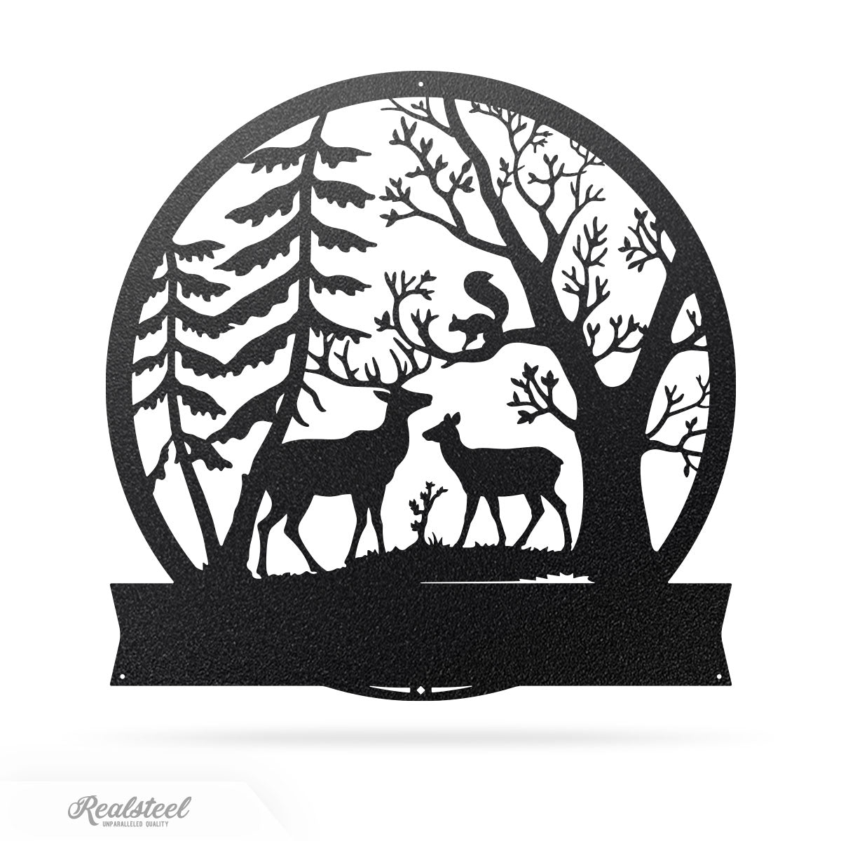 Forest Deer Monogram 18" / Black - RealSteel Center