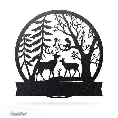 Forest Deer Monogram 18" / Black - RealSteel Center