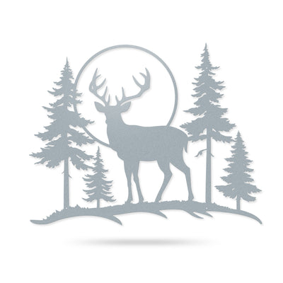 Deer Sunset Wall Decor 27” x 30” / Textured Silver - RealSteel Center
