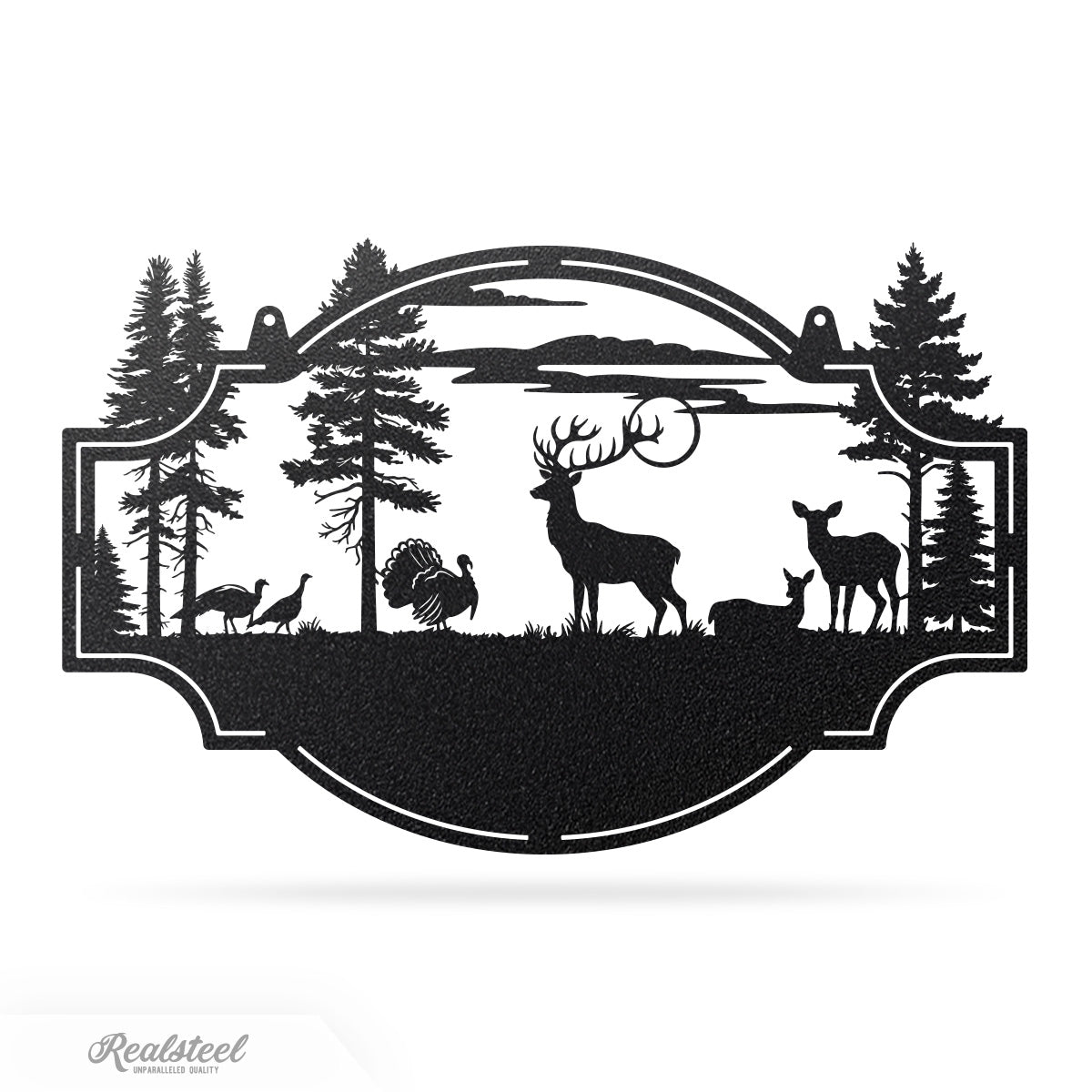 Deer Forest Horizontal Monogram 15" x 24" / Black - RealSteel Center