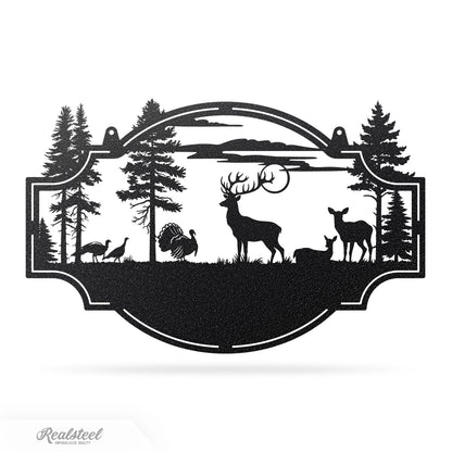 Deer Forest Horizontal Monogram 15" x 24" / Black - RealSteel Center