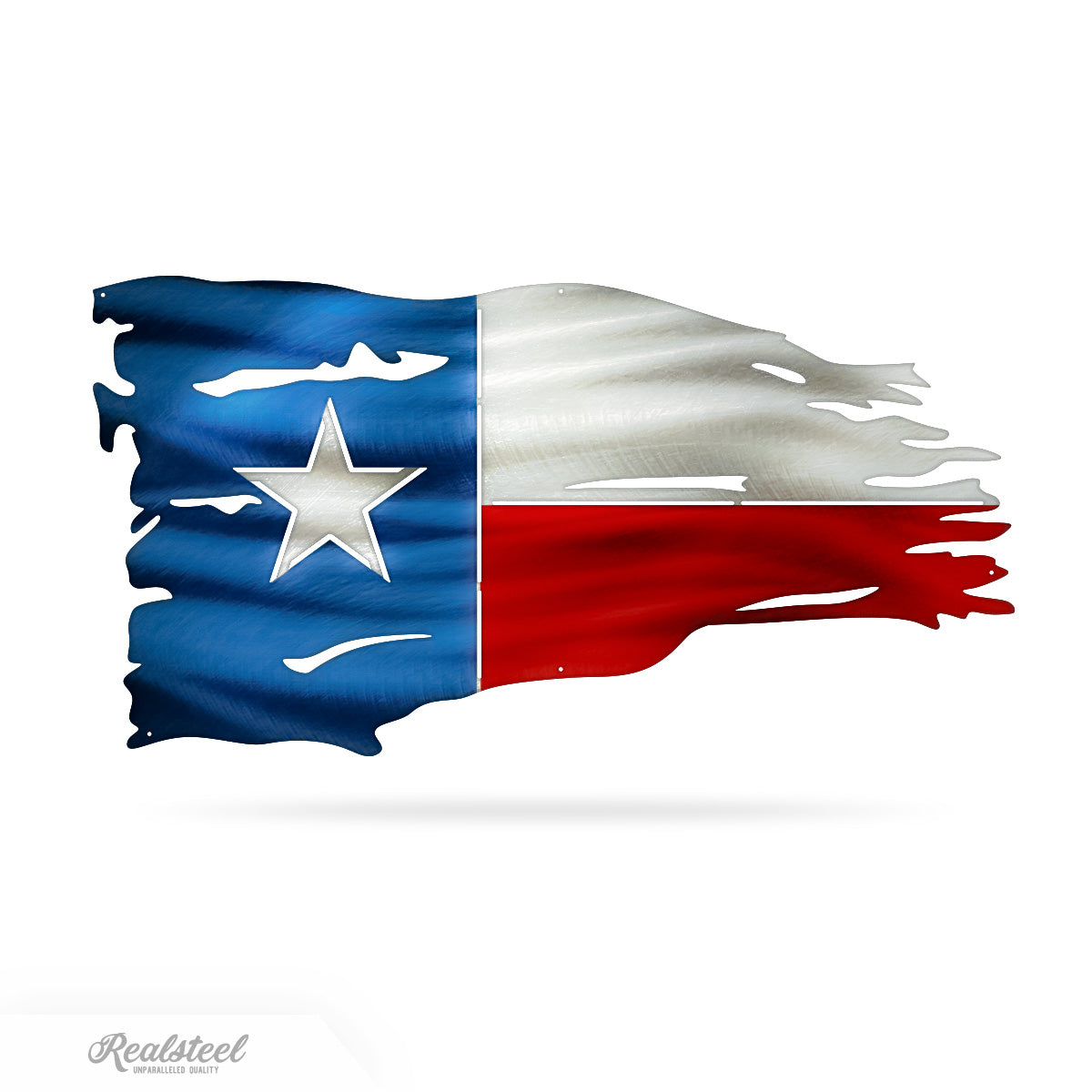Distressed Texas Flag 9" x 18" / Blue Red Silver - RealSteel Center