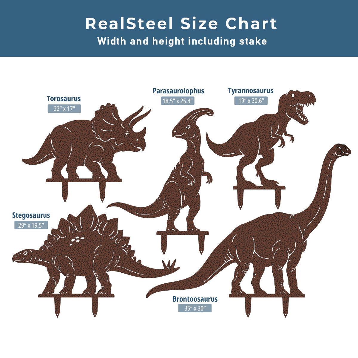 Dinosaur Garden Stakes – 5 Prehistoric Metal Yard Decorations