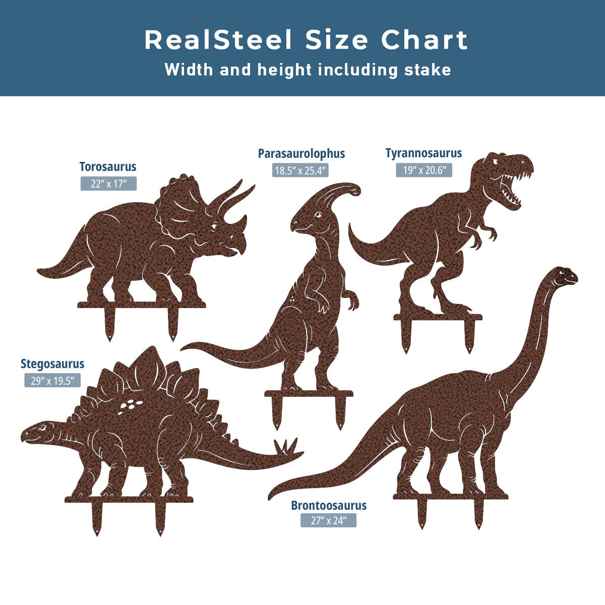 Dinosaur Garden Yard Stakes Set of 5 / Black - RealSteel Center