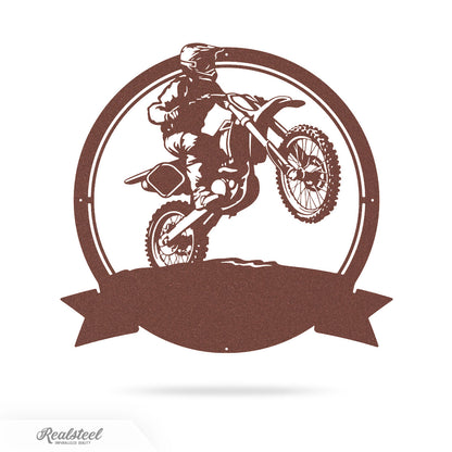Dirt Bike Motocross Monogram 18" / Rust - RealSteel Center