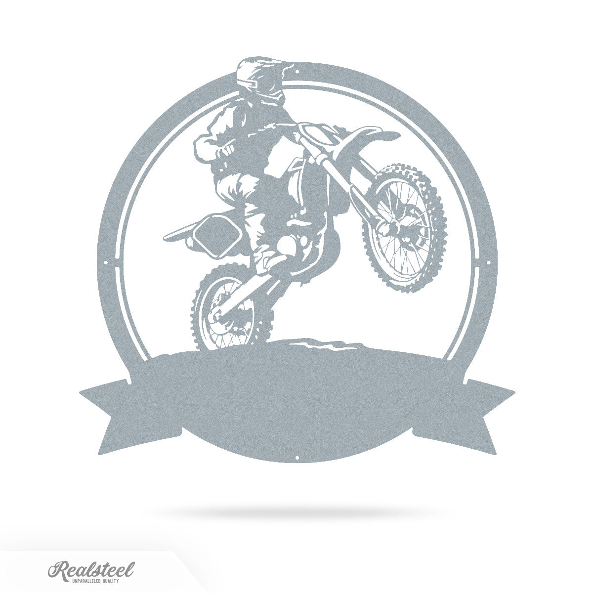 Dirt Bike Motocross Monogram 18" / Textured Silver - RealSteel Center