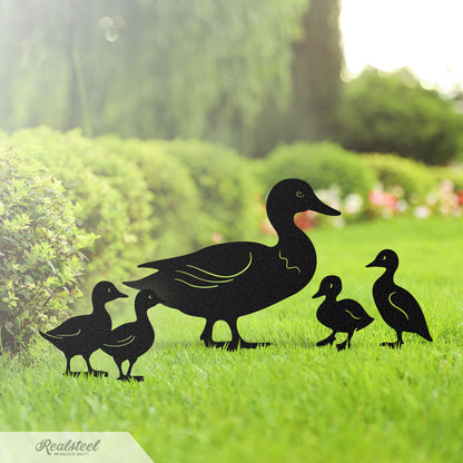 Garden Art - Duck Family Garden Stakes - RealSteel Center
