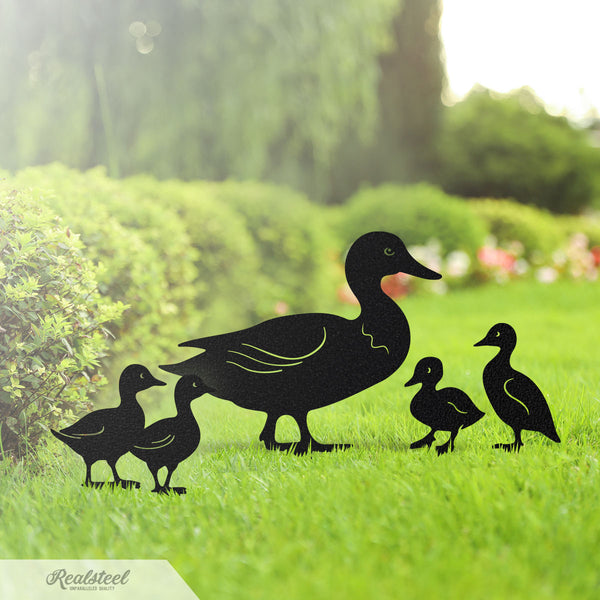 Garden Art - Duck Family Garden Stakes - RealSteel Center