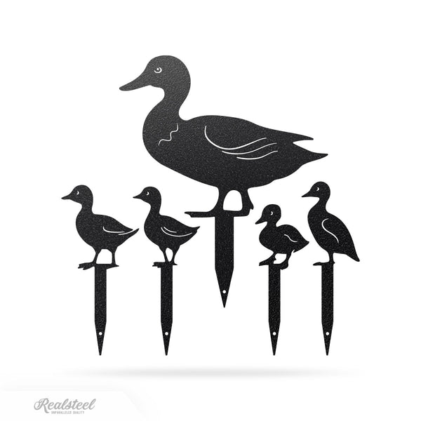 Garden Art - Duck Family Garden Stakes Assorted / Black - RealSteel Center