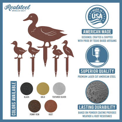 Garden Art - Duck Family Garden Stakes - RealSteel Center