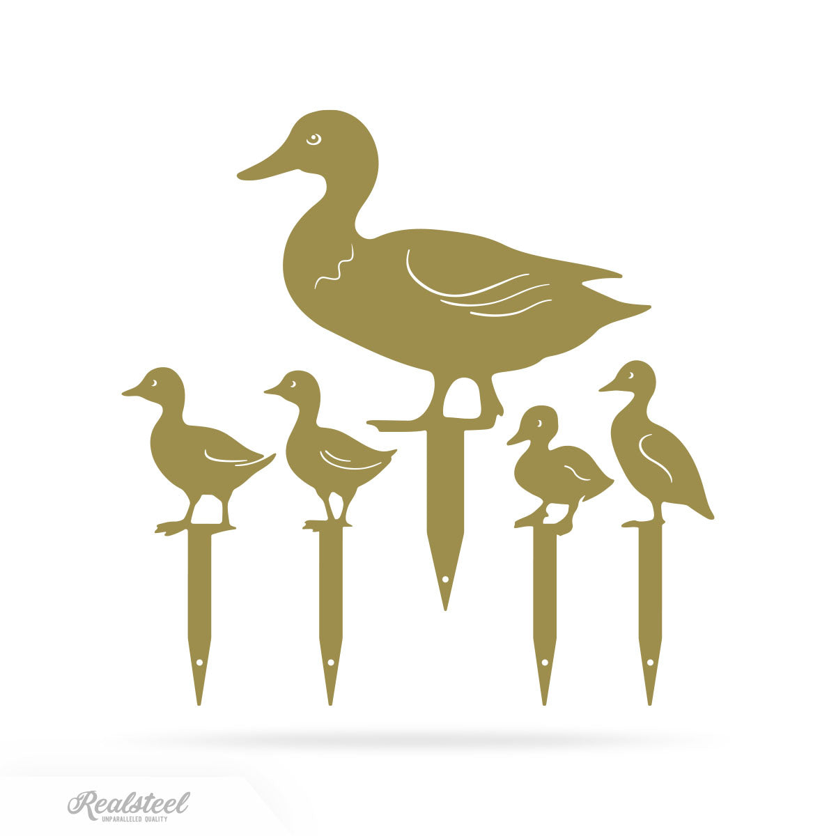 Garden Art - Duck Family Garden Stakes Assorted / Gold - RealSteel Center