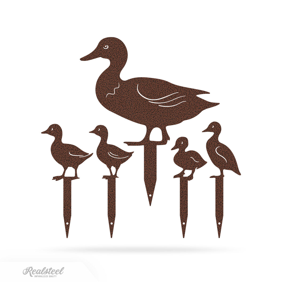 Garden Art - Duck Family Garden Stakes Assorted / Penny Vein - RealSteel Center