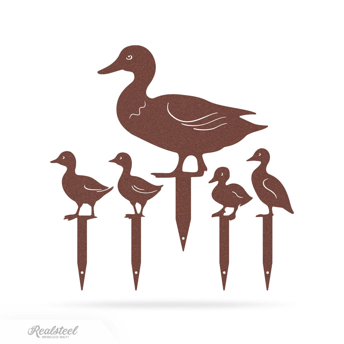 Garden Art - Duck Family Garden Stakes Assorted / Rust - RealSteel Center