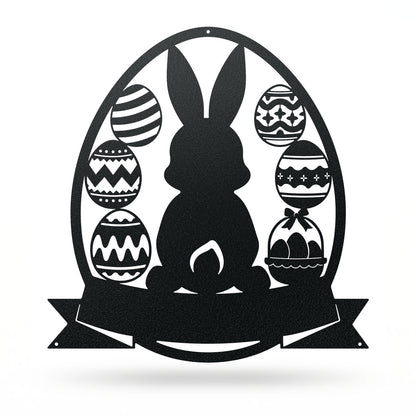 Easter Basket Bunny Monogram 11" x 12" / Black - RealSteel Center