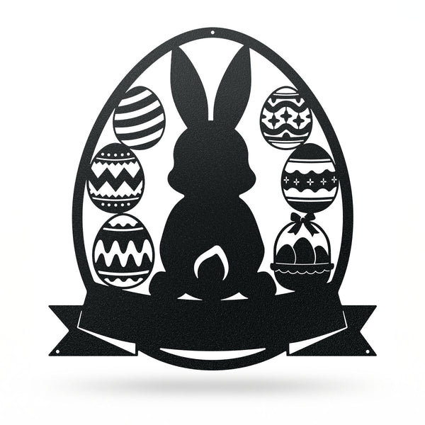 Easter Basket Bunny Monogram 11" x 12" / Black - RealSteel Center