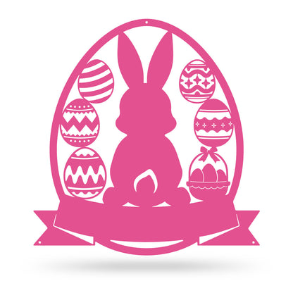 Easter Basket Bunny Monogram 11" x 12" / Pink - RealSteel Center
