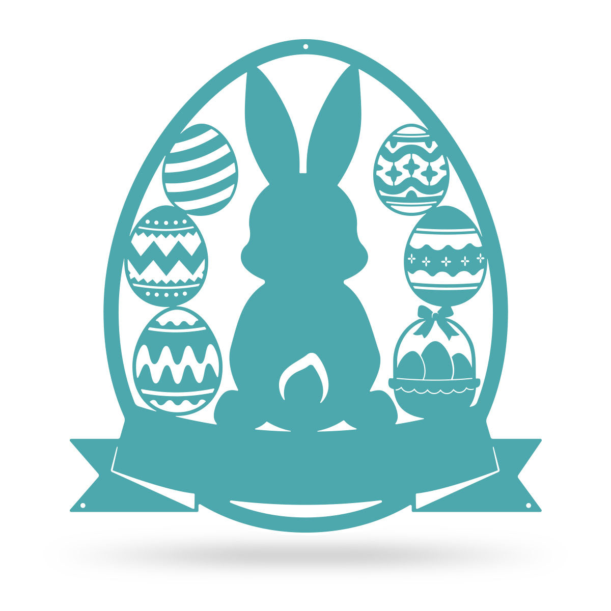 Easter Basket Bunny Monogram 11" x 12" / Turquoise - RealSteel Center