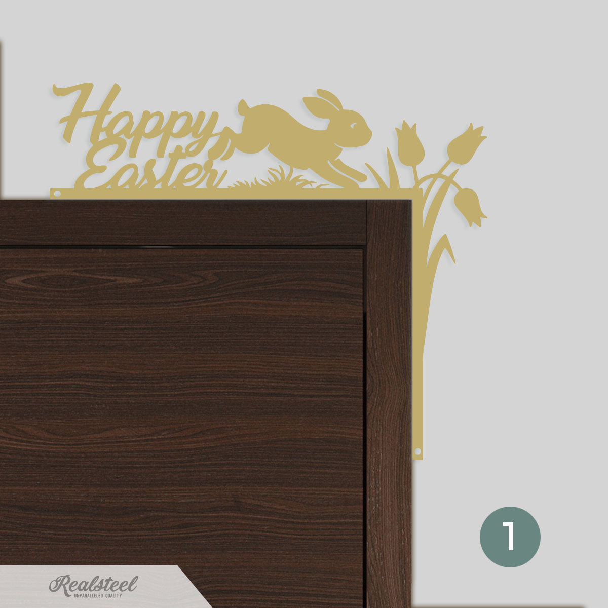 Easter Door Corner Decor Version 1 - 10"x12" / Gold - RealSteel Center