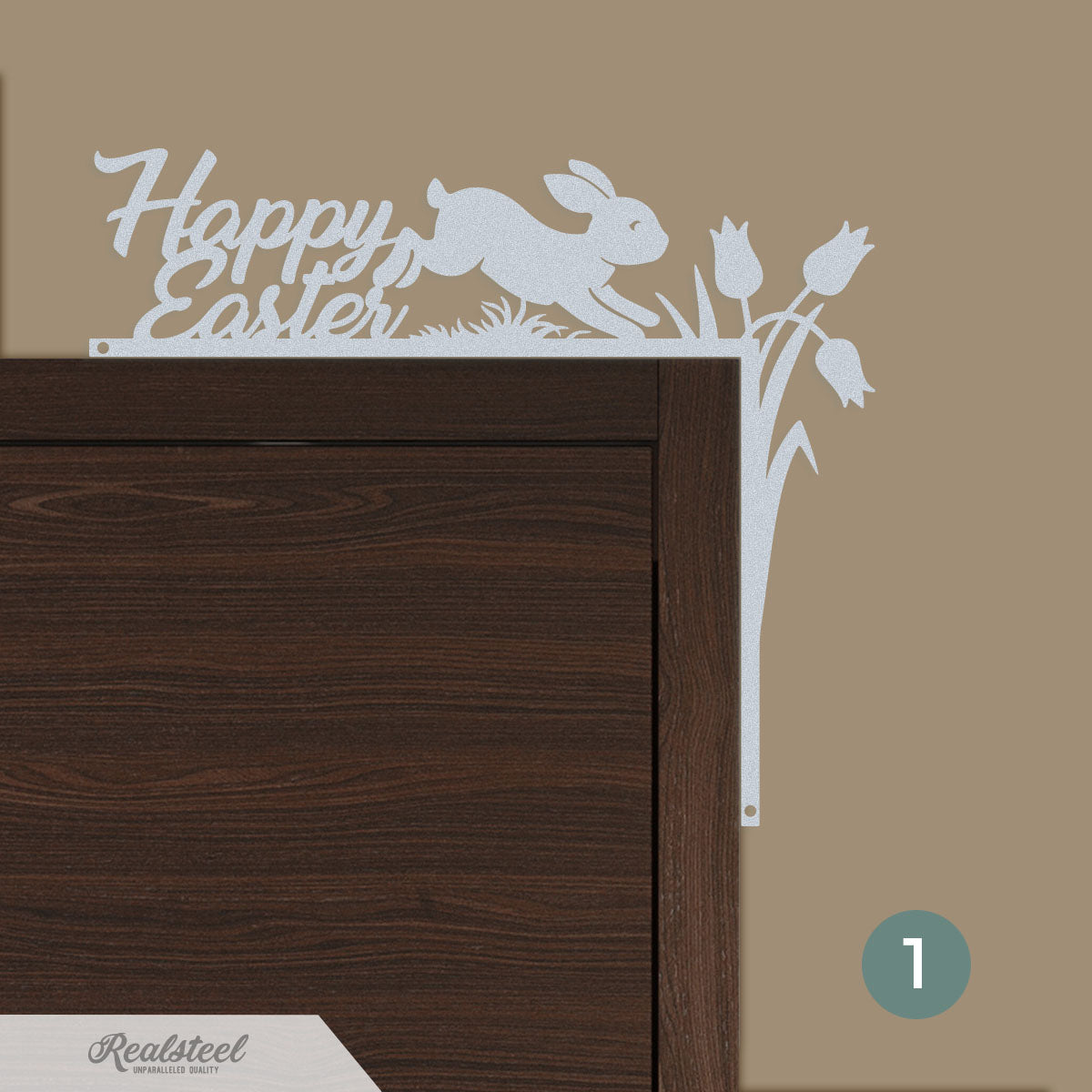Easter Door Corner Decor Version 1 - 10"x12" / Textured Silver - RealSteel Center
