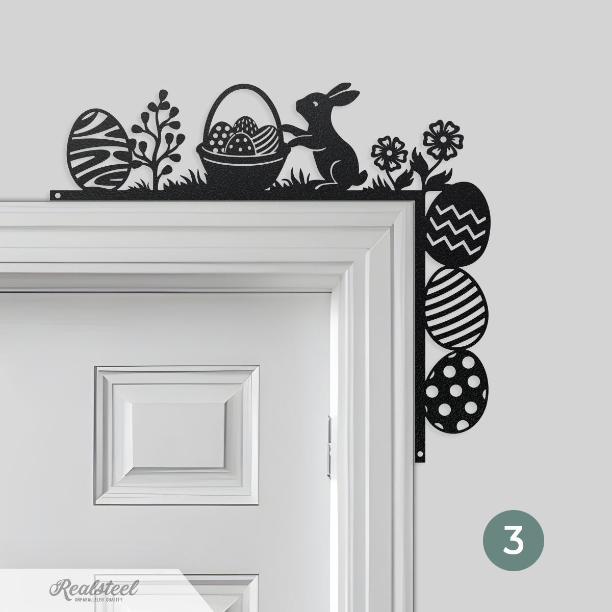 Easter Door Corner Decor Version 3 -10"x11" / Black - RealSteel Center